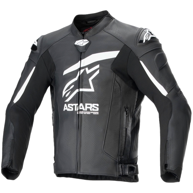 Veste moto Alpinestars GP plus R 4 Airflow en cuir noir et blanc