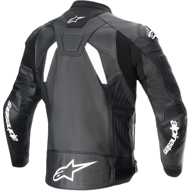 Veste moto Alpinestars GP plus R 4 Airflow en cuir noir et blanc