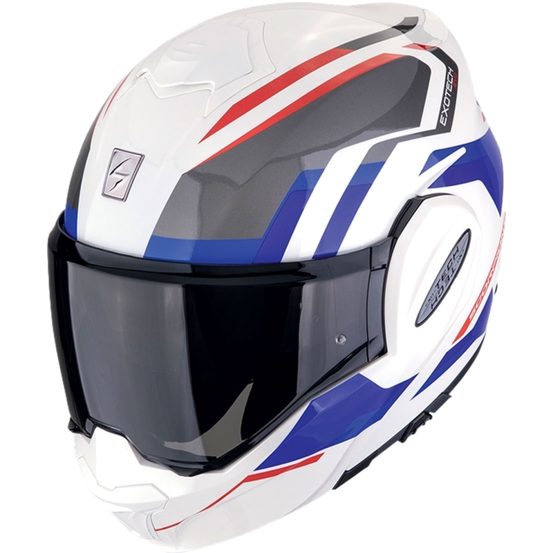 Casque moto pliant Scorpion EXO-TECH EVO FURIO blanc-rouge-bleu