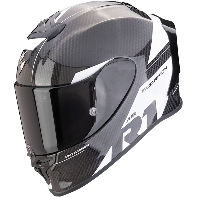 Casque intégral Scorpion EXO-R1 EVO Carbon Air Rally noir et blanc soldes