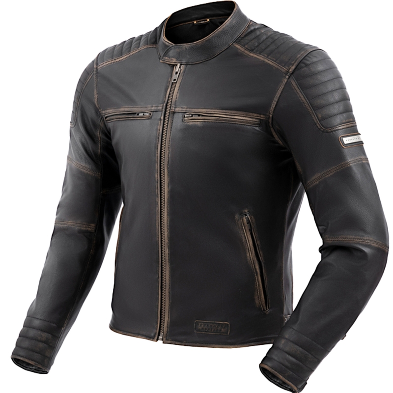 Veste de moto en cuir marron Rebelhorn Hunter II