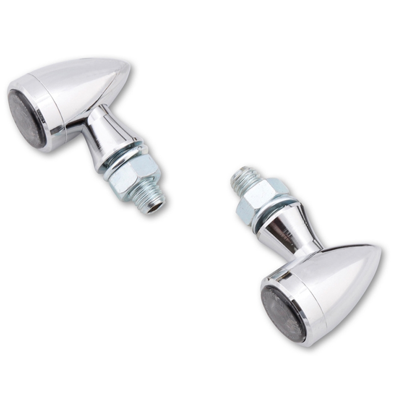 Clignotants moto Highsider Smart Sixteen Bullet LED 3 en 1 chromés