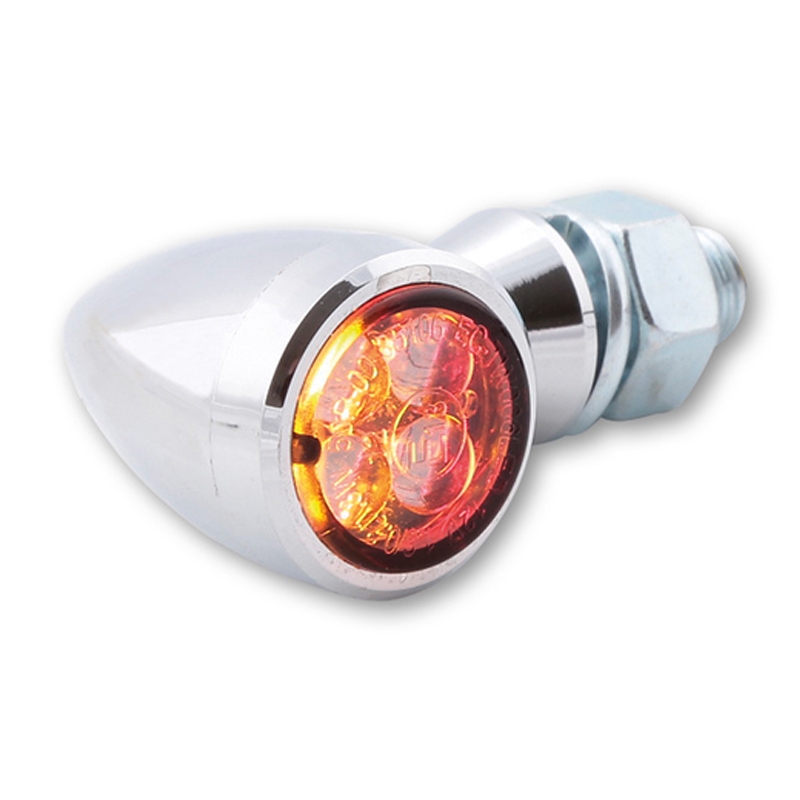 Clignotants moto Highsider Smart Sixteen Bullet LED 3 en 1 chromés