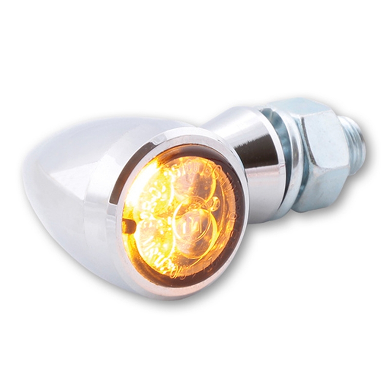 Clignotants moto Highsider Smart Sixteen Bullet LED 3 en 1 chromés