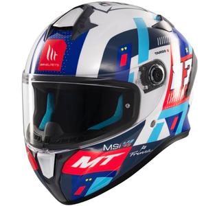 Casque moto intégral MT Targo S SERGIO GARCIA bleu-rouge-blanc
