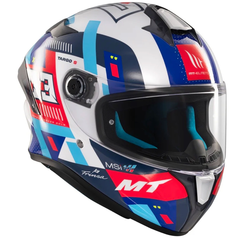 Casque moto intégral MT Targo S SERGIO GARCIA bleu-rouge-blanc