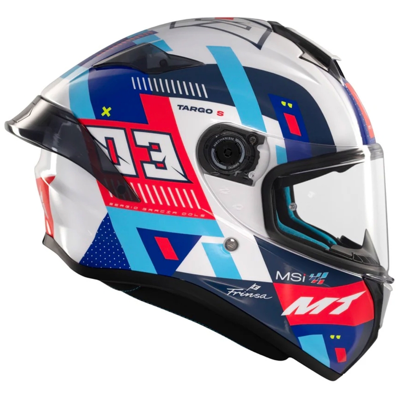 Casque moto intégral MT Targo S SERGIO GARCIA bleu-rouge-blanc