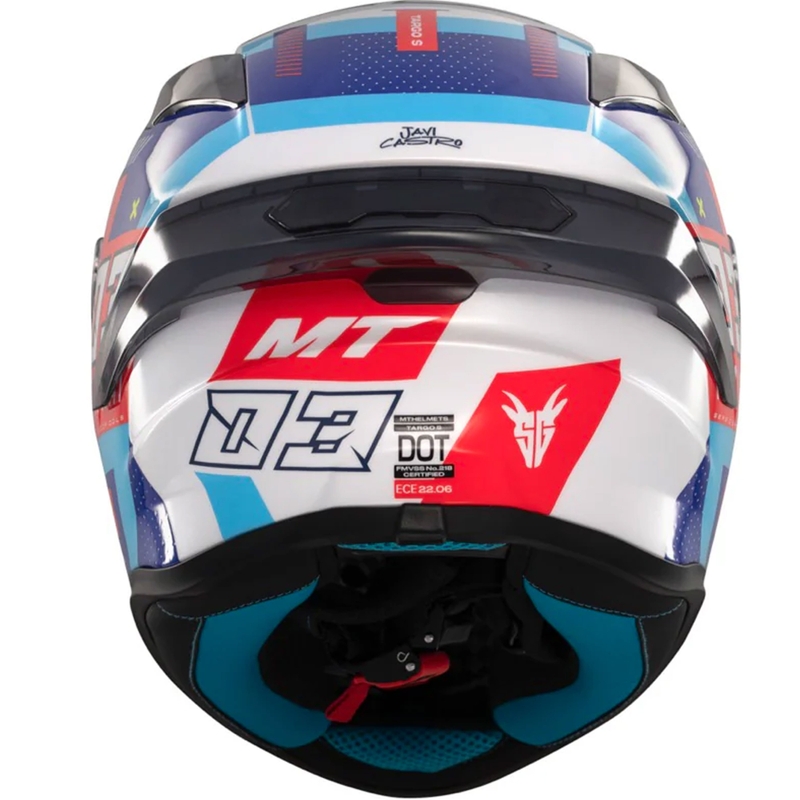 Casque moto intégral MT Targo S SERGIO GARCIA bleu-rouge-blanc