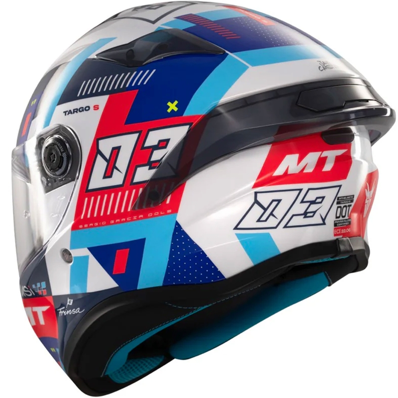 Casque moto intégral MT Targo S SERGIO GARCIA bleu-rouge-blanc