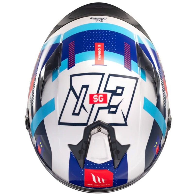 Casque moto intégral MT Targo S SERGIO GARCIA bleu-rouge-blanc