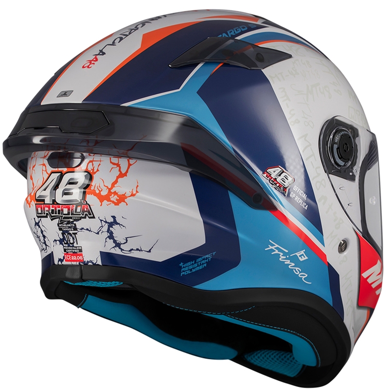 Casque moto intégral MT Targo S Ortola bleu-blanc