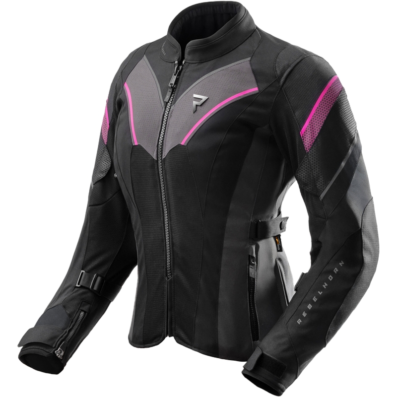 Veste de moto Rebelhorn Hiflow V noir-gris-rose pour femme
