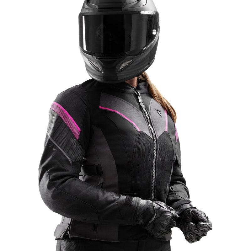 Veste de moto Rebelhorn Hiflow V noir-gris-rose pour femme