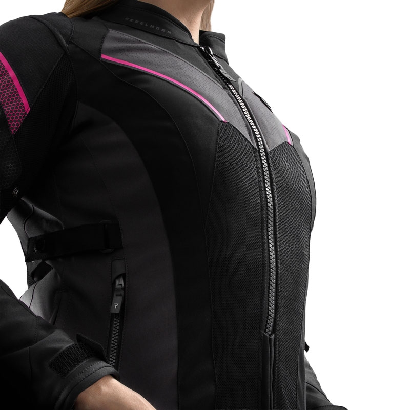 Veste de moto Rebelhorn Hiflow V noir-gris-rose pour femme