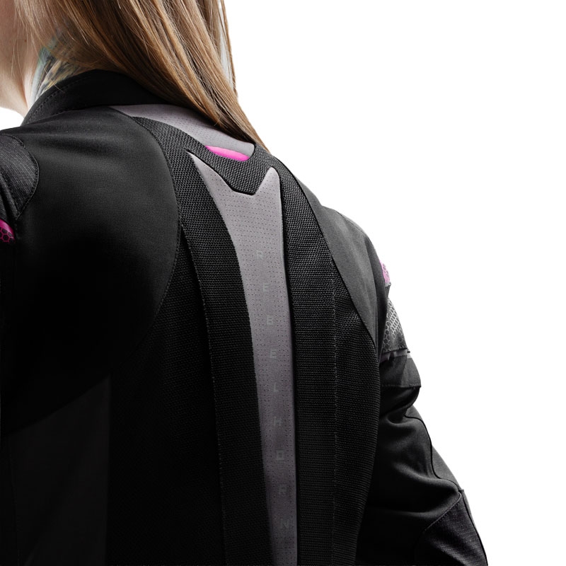 Veste de moto Rebelhorn Hiflow V noir-gris-rose pour femme