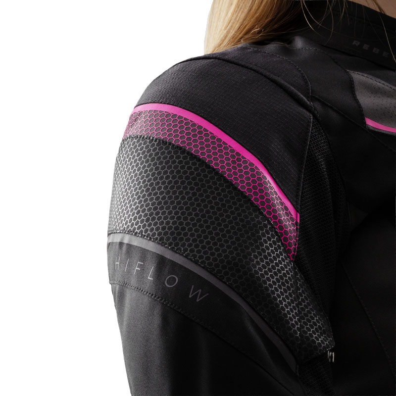 Veste de moto Rebelhorn Hiflow V noir-gris-rose pour femme