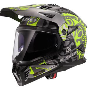 Casque moto enduro LS2 MX702 Pioneer II Rangi jaune fluo