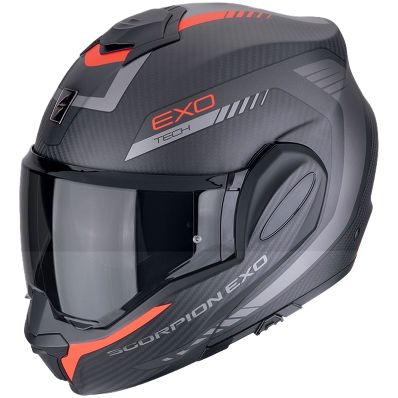 Casque moto pliable Scorpion EXO-TECH EVO CARBON COSY noir mat-rouge