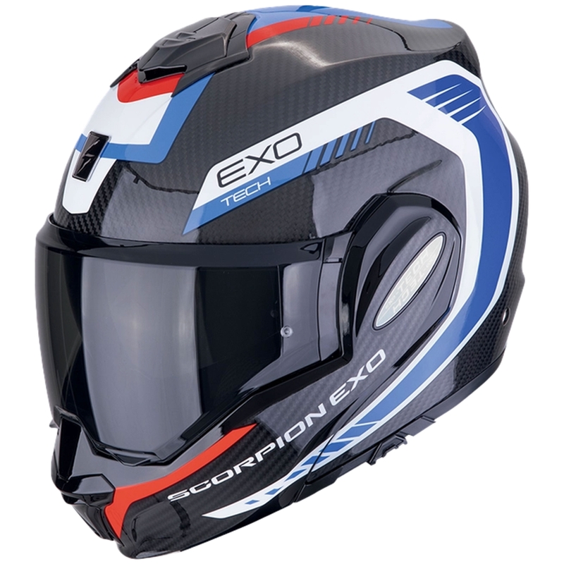 Casque moto pliable Scorpion EXO-TECH EVO CARBON COSY noir-bleu-rouge