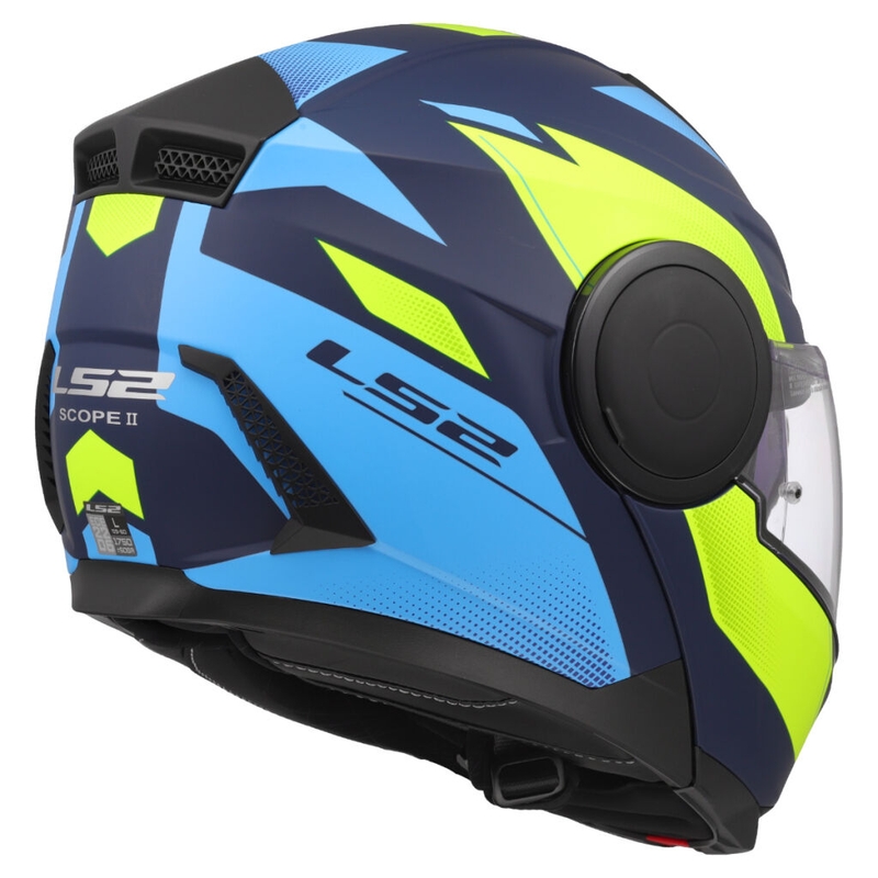 Casque moto modulable LS2 FF902 Scope II Duria bleu-jaune fluo