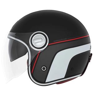 Casque moto ouvert NOX PREMIUM Heritage mat noir-rouge-blanc