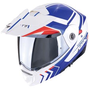 Casque de moto à visière relevable Scorpion ADX-2 LEWIS blanc-bleu-rouge