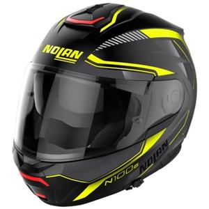 Casque de moto Nolan N100-6 Surveryor N-COM 22 noir-jaune à visière relevable