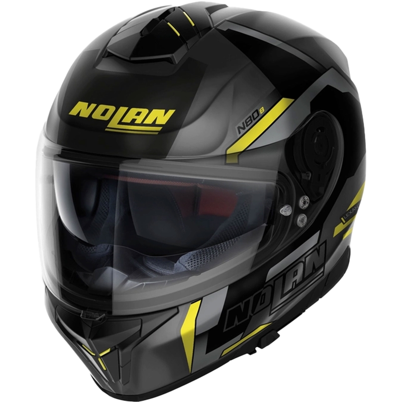 Casque moto intégral Nolan N80-8 Wanted N-com noir-jaune fluo