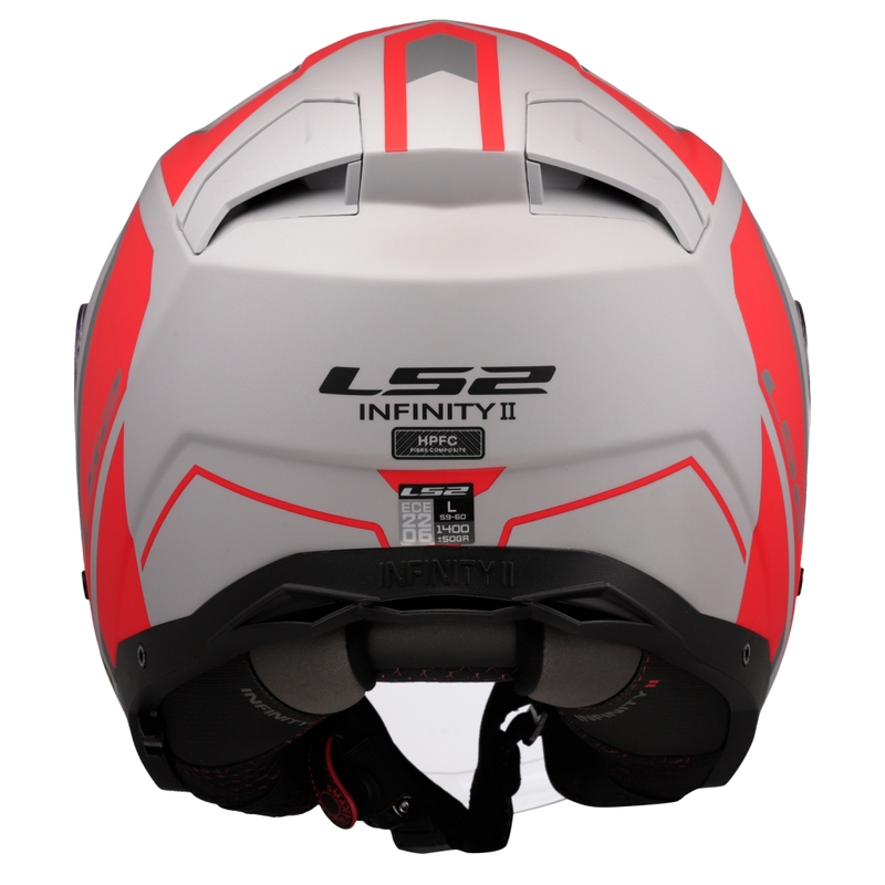 Casque moto jet LS2 OF603 Infinity II Focus gris-rouge