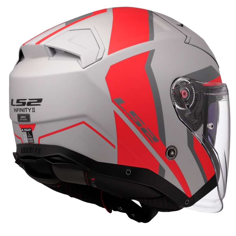 Casque moto jet LS2 OF603 Infinity II Focus gris-rouge