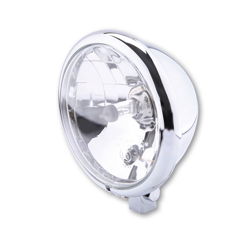 Phare avant chromé Highsider Smart Bates Style 5 3/4 pouces en verre transparent