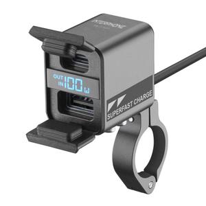 Interphone USB-C, chargeur USB-A avec chargeur de batterie moto noir