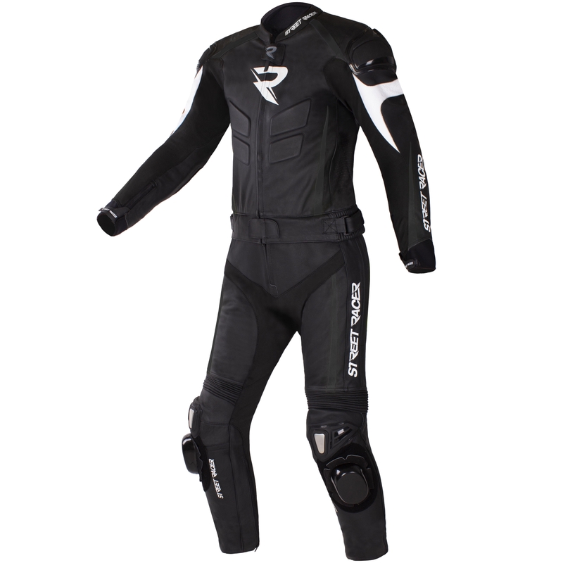 Combinaison moto en cuir Street Racer Fast Track 2.1 noir-blanc