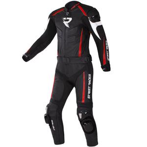Combinaison moto en cuir Street Racer Fast Track 2.1 noir-rouge
