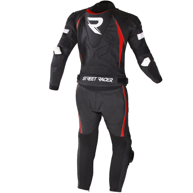 Combinaison moto en cuir Street Racer Fast Track 2.1 noir-rouge