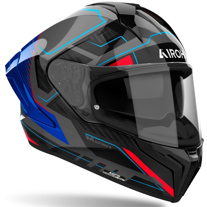 Casque moto intégral Airoh MATRYX Rocket bleu brillant-rouge