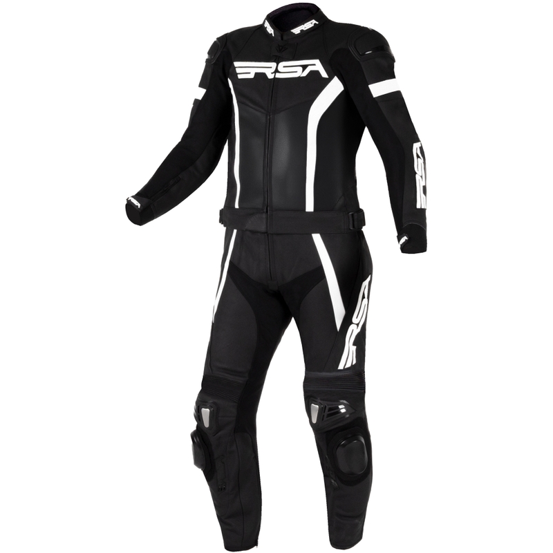 Combinaison de moto RSA Imola 2.1 en cuir noir et blanc