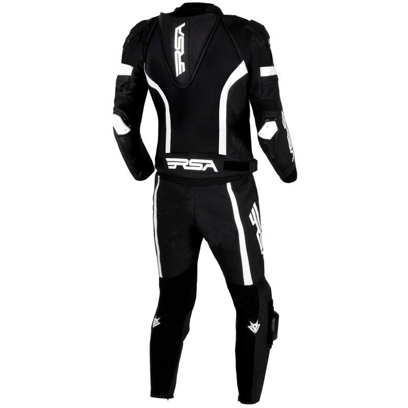 Combinaison de moto RSA Imola 2.1 en cuir noir et blanc