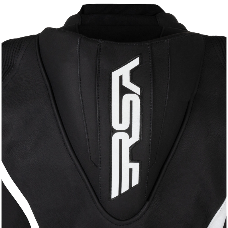 Combinaison de moto RSA Imola 2.1 en cuir noir et blanc