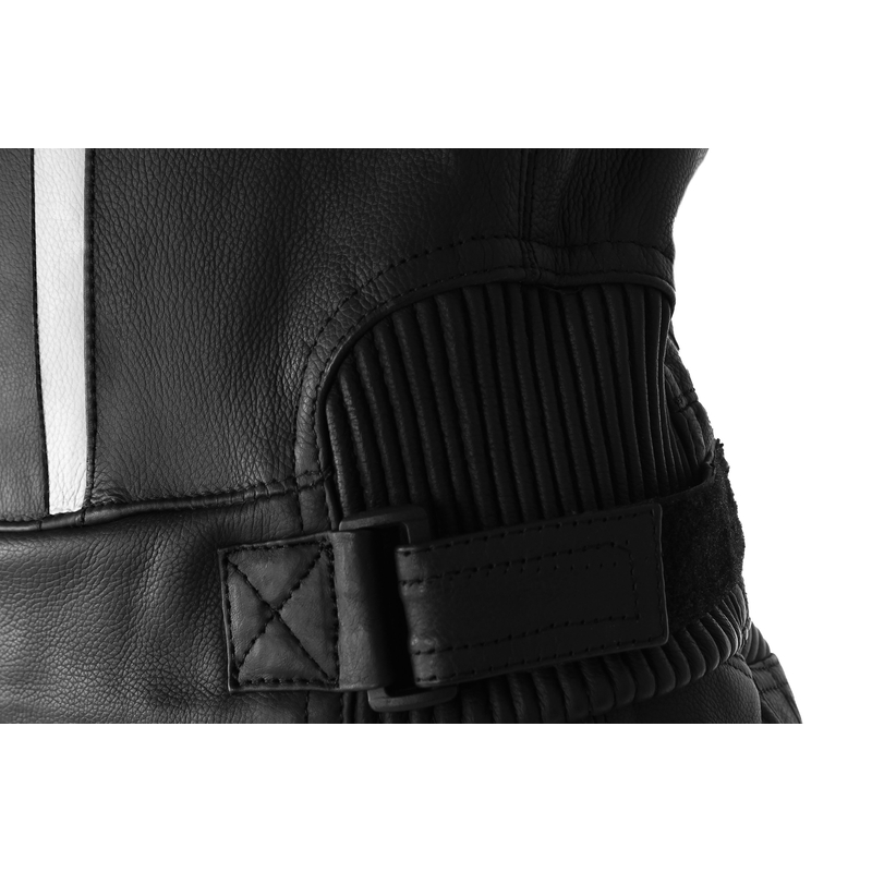 Combinaison de moto RSA Imola 2.1 en cuir noir et blanc