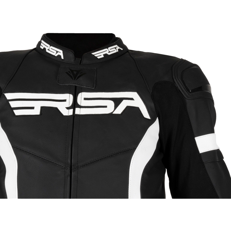 Combinaison de moto RSA Imola 2.1 en cuir noir et blanc