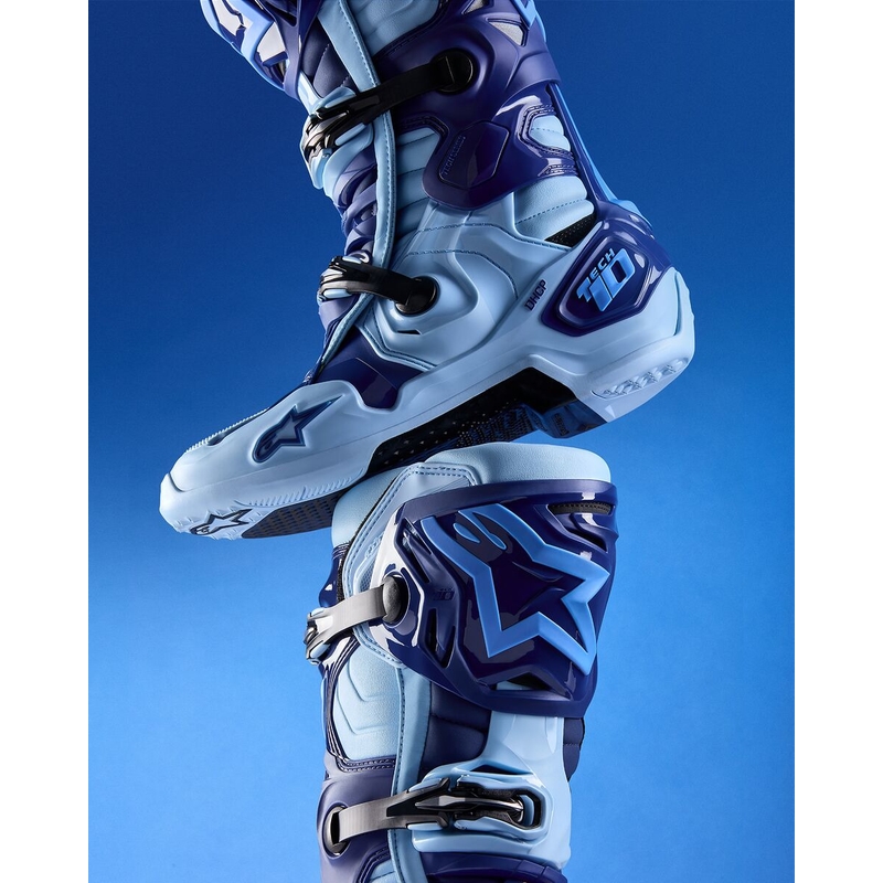 Bottes de moto Alpinestars Tech 10 Édition limitée Steelers Bleu-Bleu clair