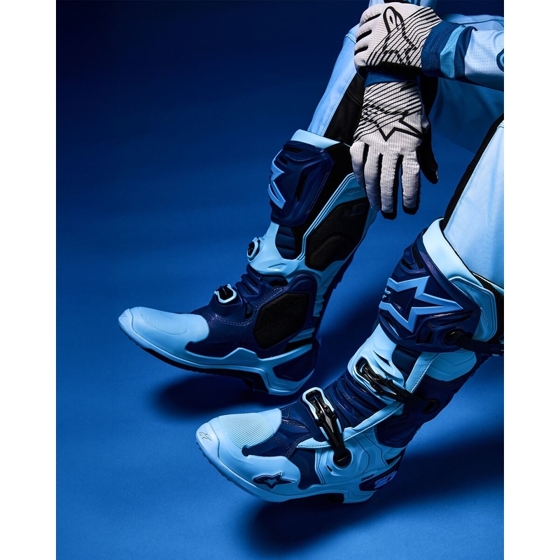 Bottes de moto Alpinestars Tech 10 Édition limitée Steelers Bleu-Bleu clair
