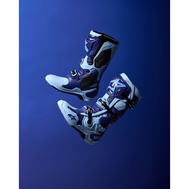 Bottes de moto Alpinestars Tech 10 Édition limitée Steelers Bleu-Bleu clair