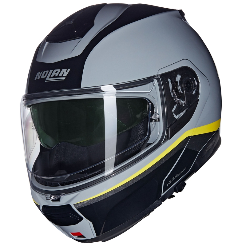 Casque moto modulable Nolan N100-6 Incognito N-COM 346 gris-noir-jaune