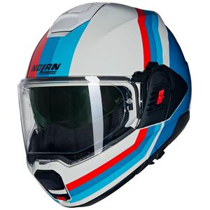 Casque moto modulable Nolan N120-1 Lineo N-COM 347 blanc-bleu-rouge
