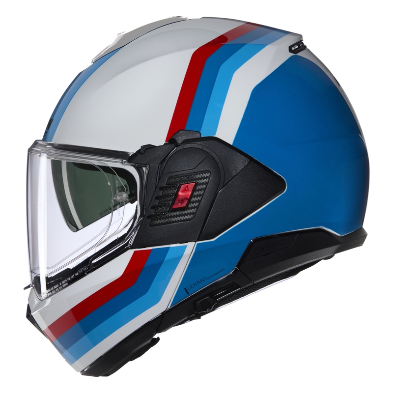 Casque moto modulable Nolan N120-1 Lineo N-COM 347 blanc-bleu-rouge