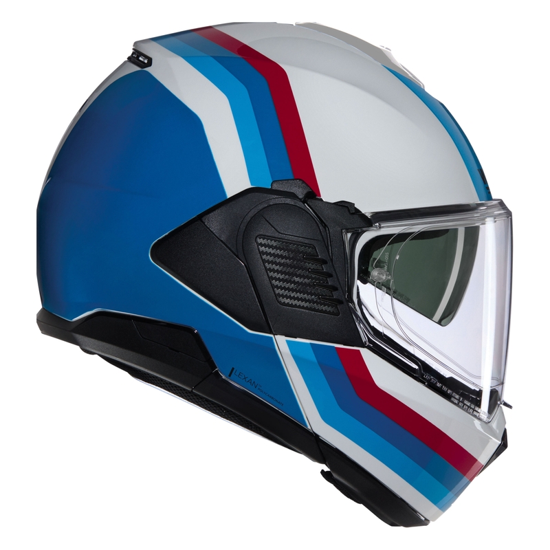 Casque moto modulable Nolan N120-1 Lineo N-COM 347 blanc-bleu-rouge