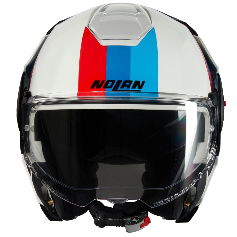 Casque moto modulable Nolan N120-1 Lineo N-COM 347 blanc-bleu-rouge