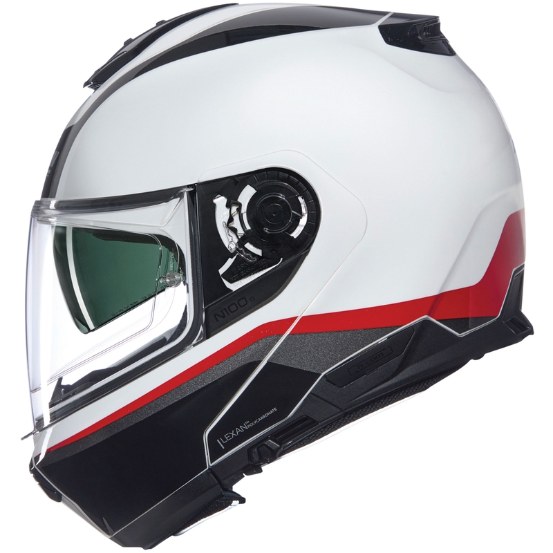 Casque moto modulable Nolan N100-6 Incognito N-COM 344 blanc-noir-rouge